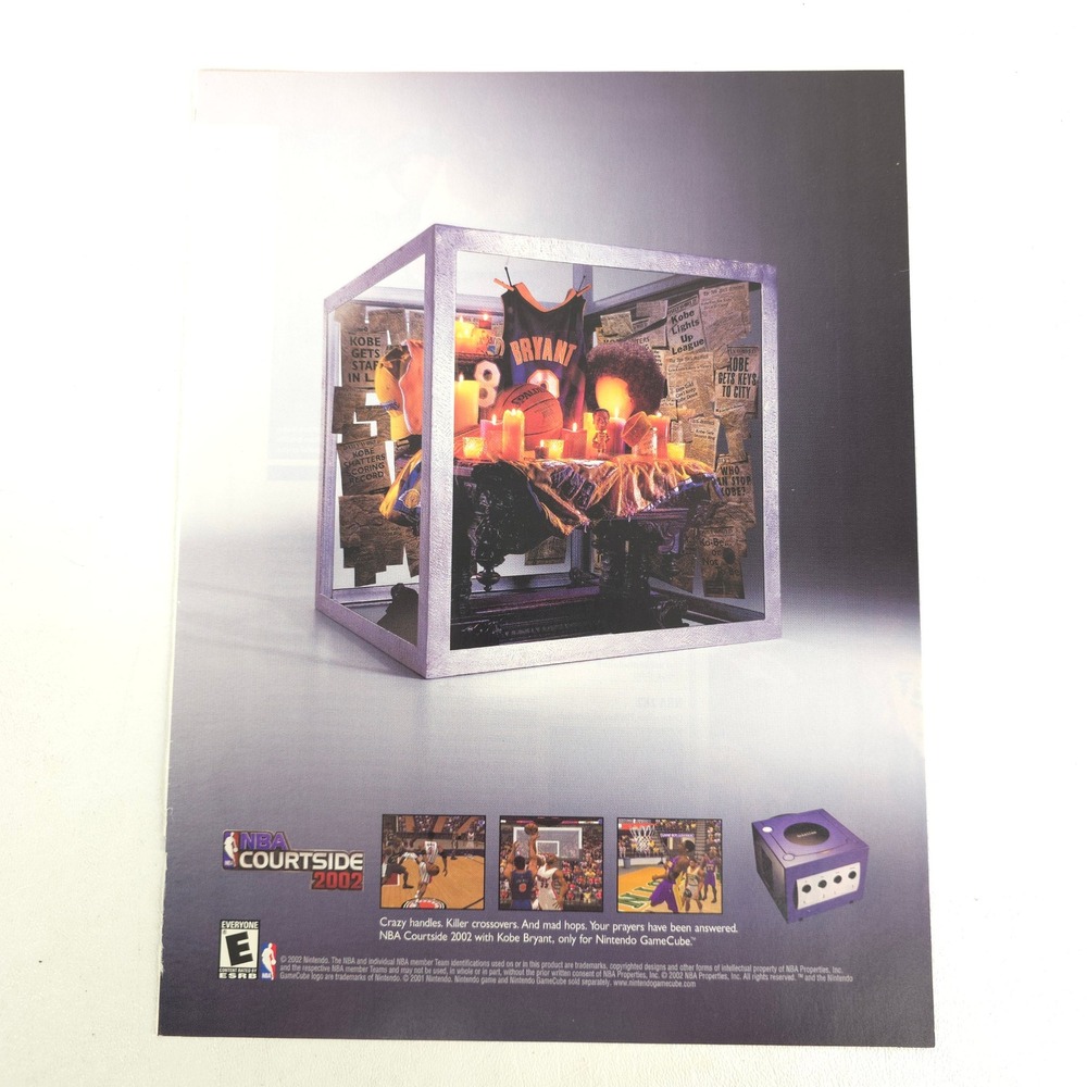 Kobe Bryant NBA Courtside Print Ad 2002 Nintendo GameCube Vintage Gameroom Decor